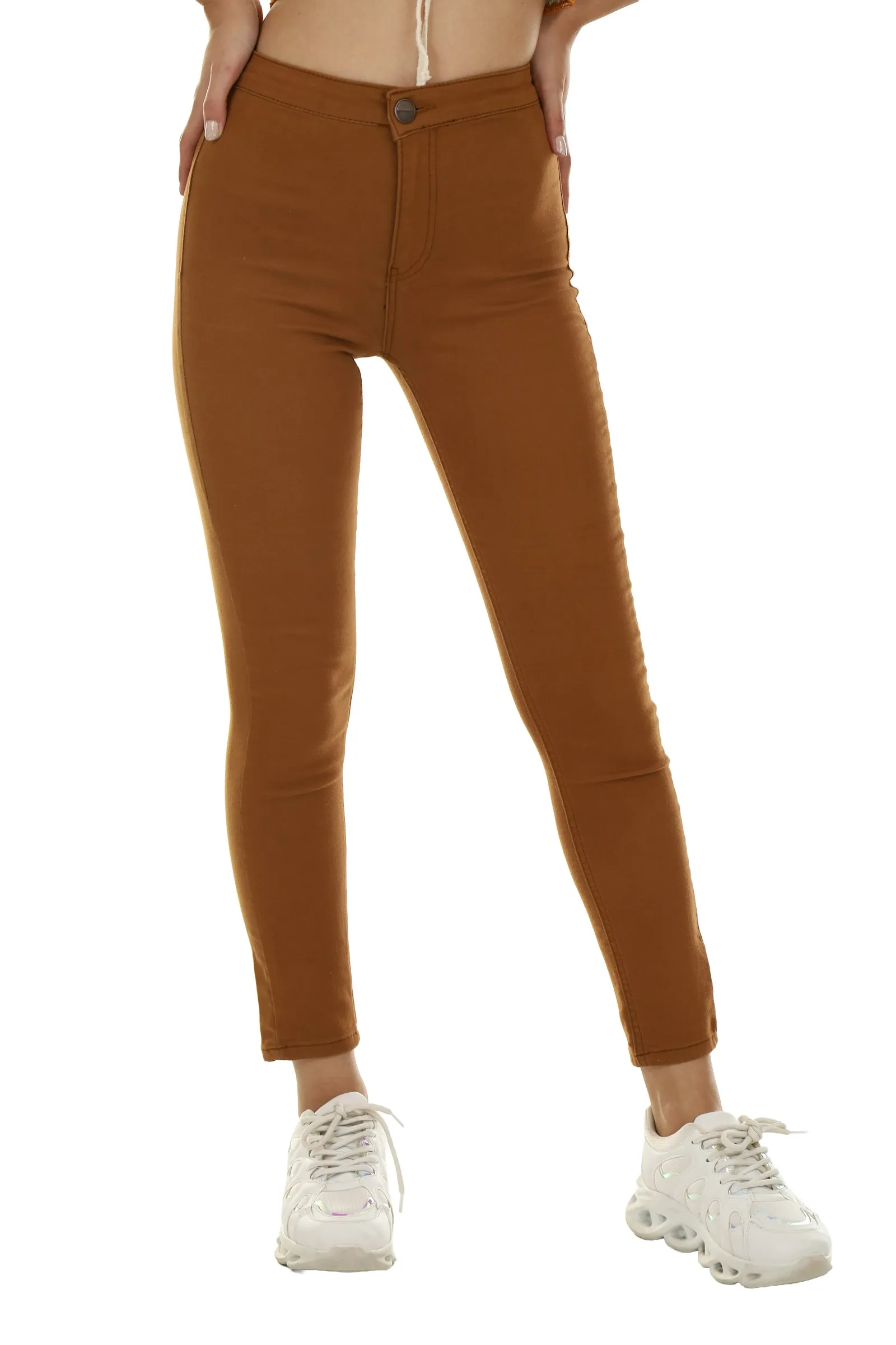 Pantaloni drepți cu șnur, caramel